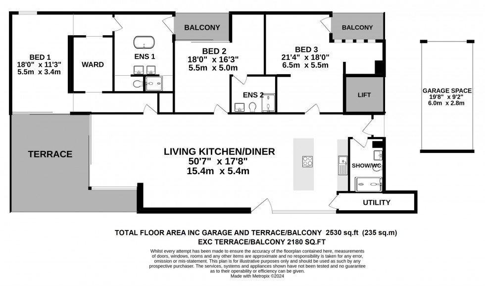 Floorplan for Apt 3, Quadrant, North Road, Hale