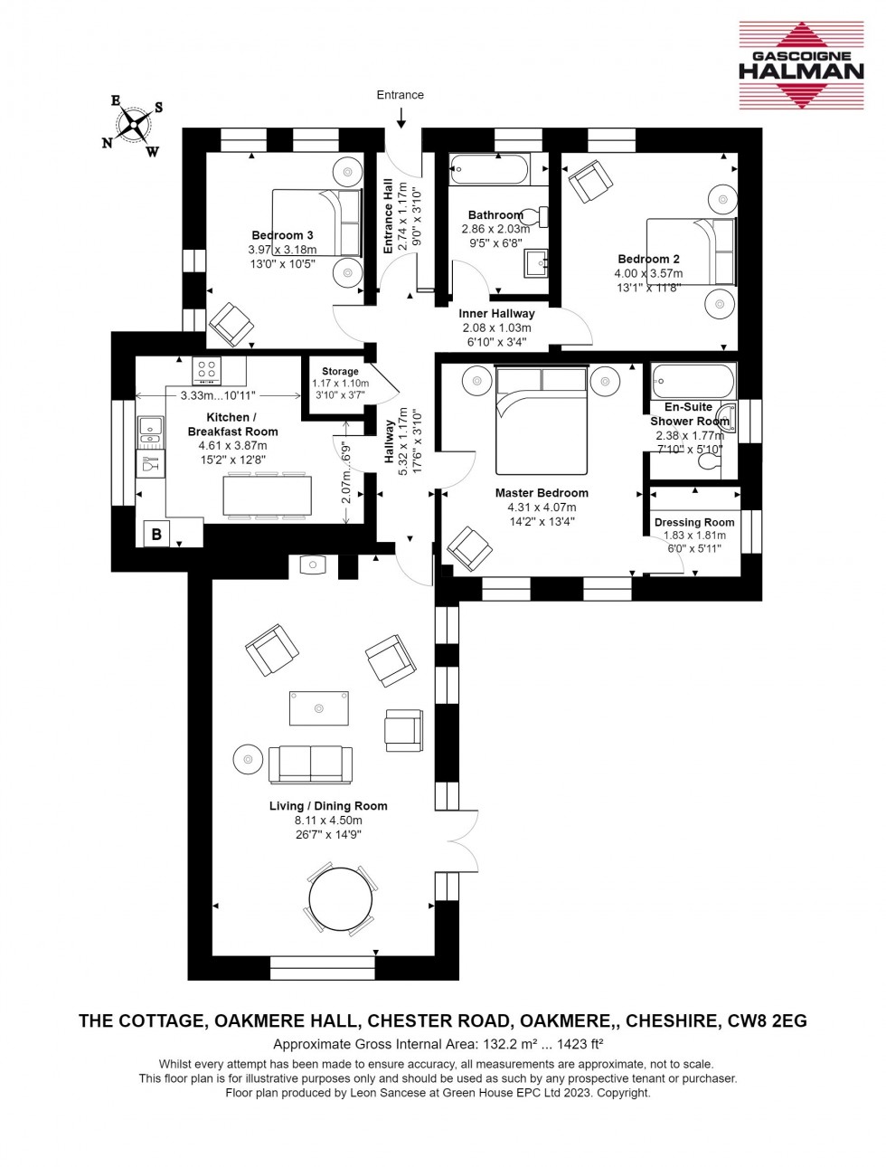 Floorplan for The Cottage at Oakmere Hall