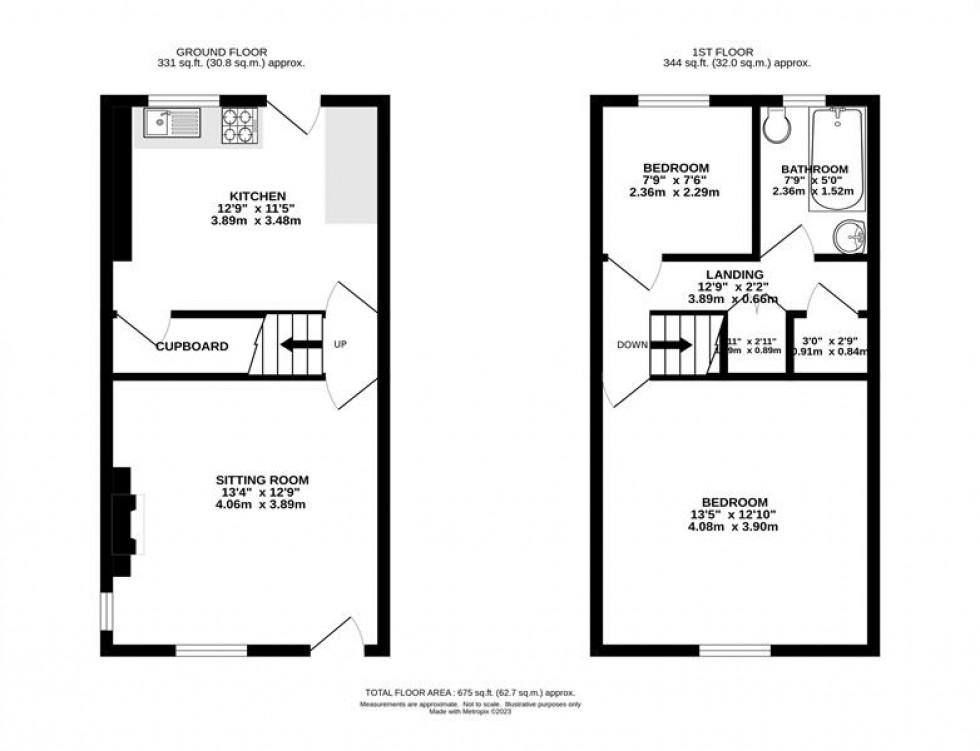 Floorplan for 166 Buxton Road, Furness Vale, High Peak