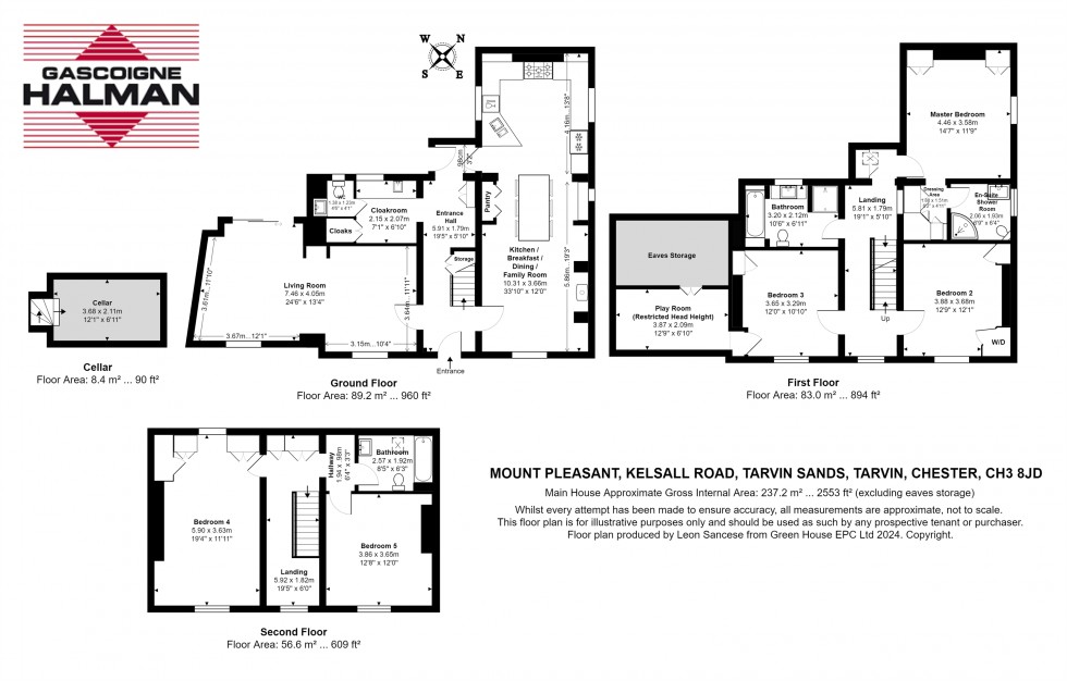 Floorplan for Kelsall Road, Tarvin Sands, Chester