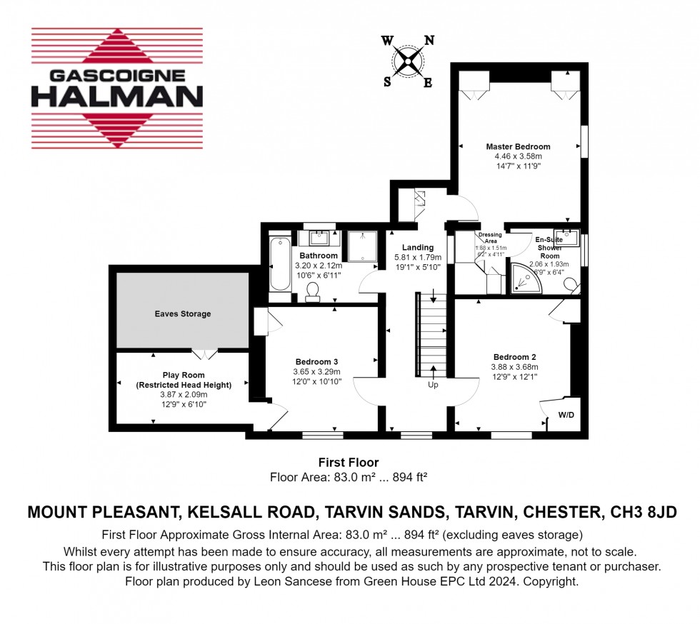 Floorplan for Kelsall Road, Tarvin Sands, Chester