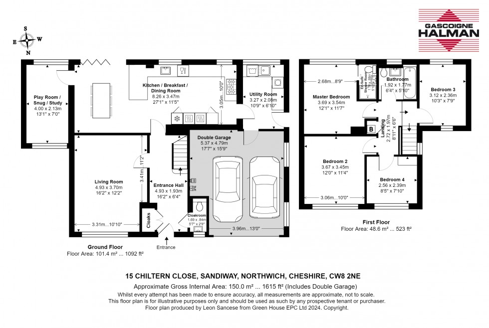 Floorplan for Chiltern Close, Sandiway, Northwich