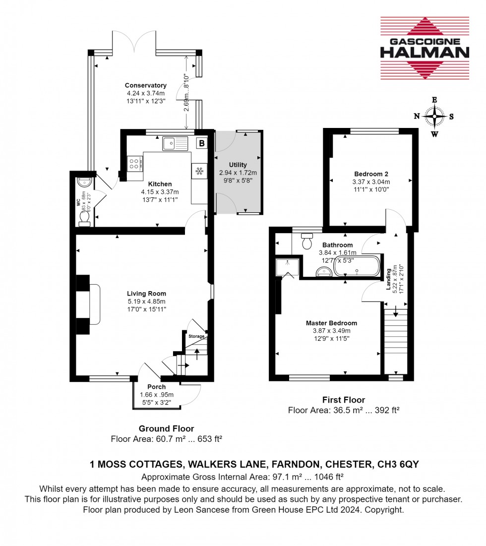 Floorplan for Moss Cottages, Walkers Lane, Farndon, Chester