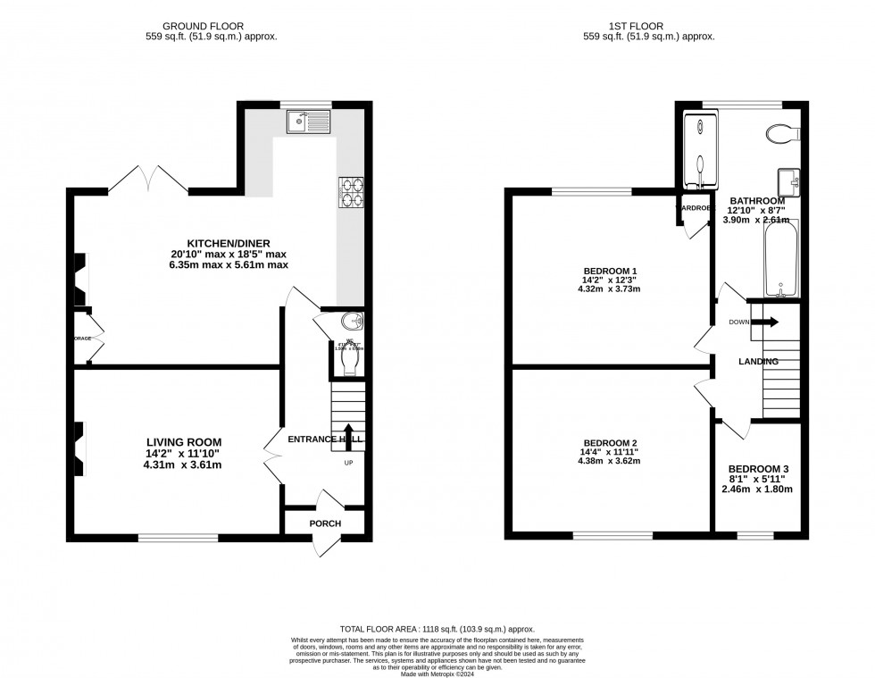 Floorplan for Park Road, Wilmslow