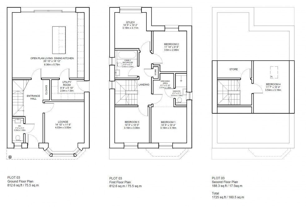 Floorplan for Plot 3, Charles Place, Dickens Lane, Poynton