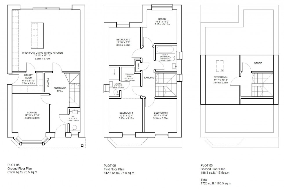 Floorplan for Plot 5, Charles Place, Dickens Lane, Poynton