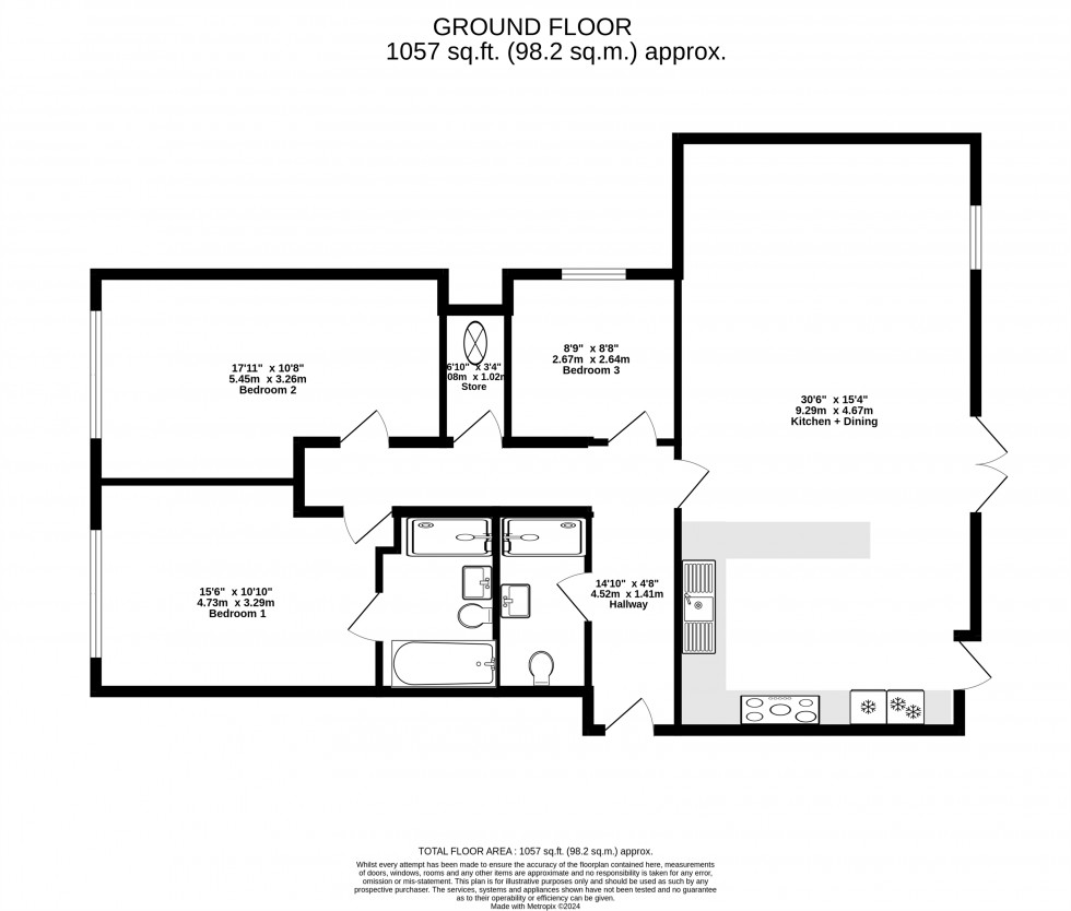 Floorplan for Apartment 3 Dunwood, Homestead Road, Disley