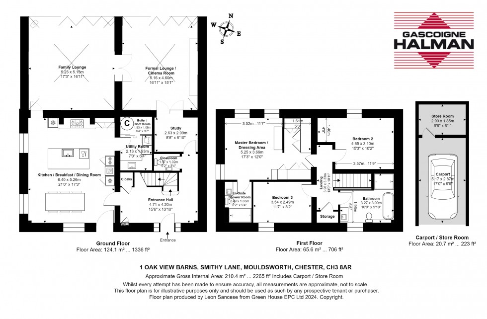 Floorplan for Oak View Barns, Smithy Lane, Mouldsworth