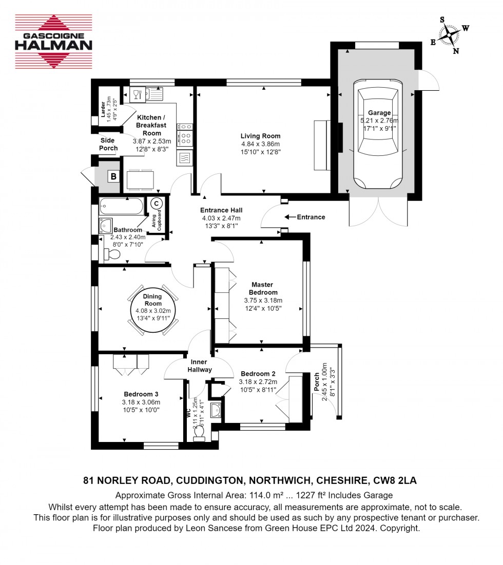 Floorplan for Norley Road, Cuddington, Northwich