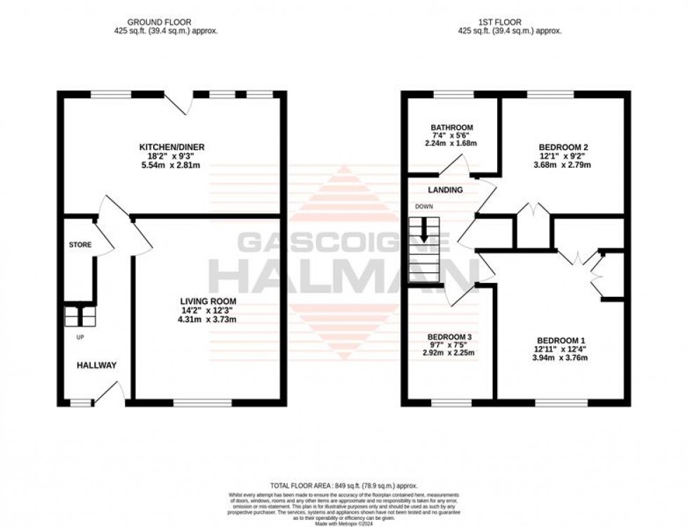 Floorplan for Weaverham Walk, Sale