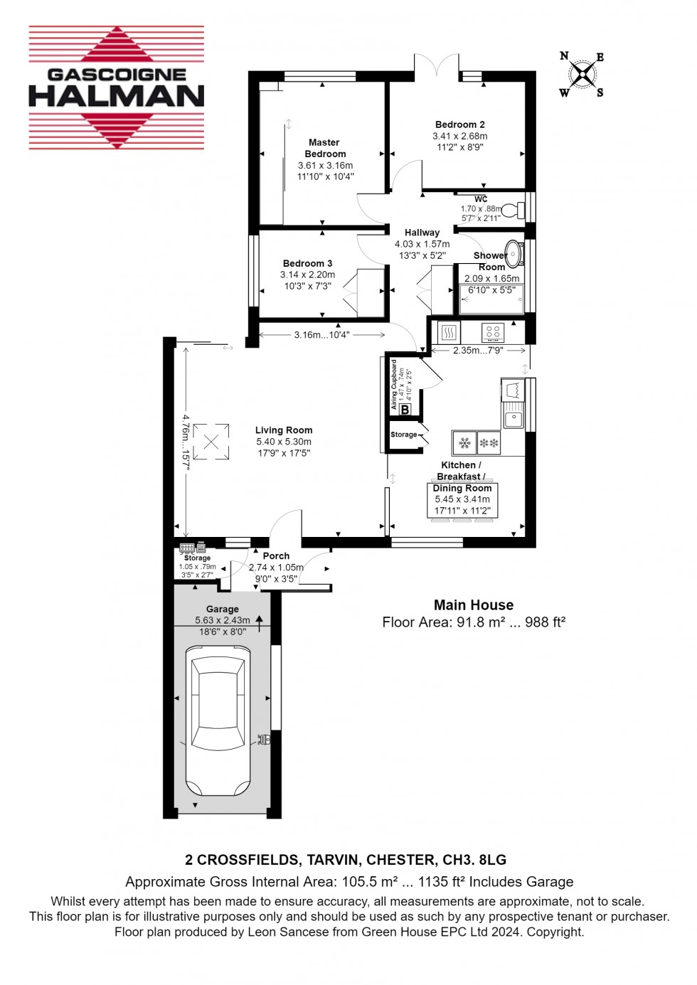 Floorplan for Crossfields, Tarvin, Chester