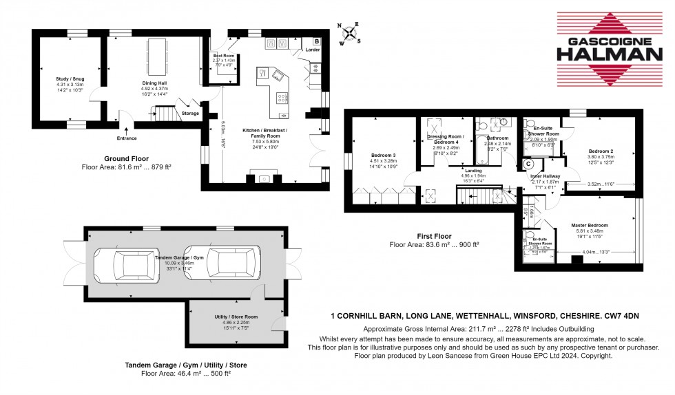 Floorplan for Cornhill Barns, Long Lane, Wettenhall