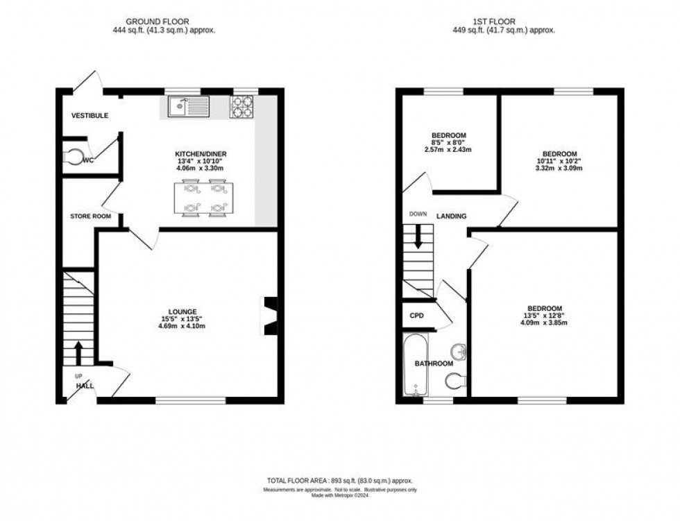 Floorplan for Batham Gate Road, Buxton