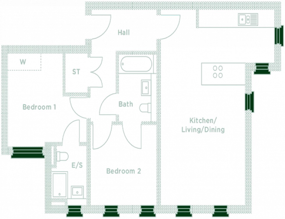 Floorplan for Apt 7, The Engine House Apartments, Altrincham