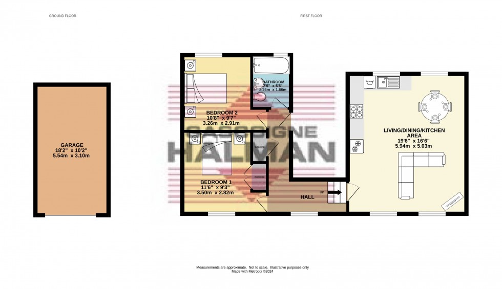 Floorplan for Ewart Court, Hadfield, Glossop