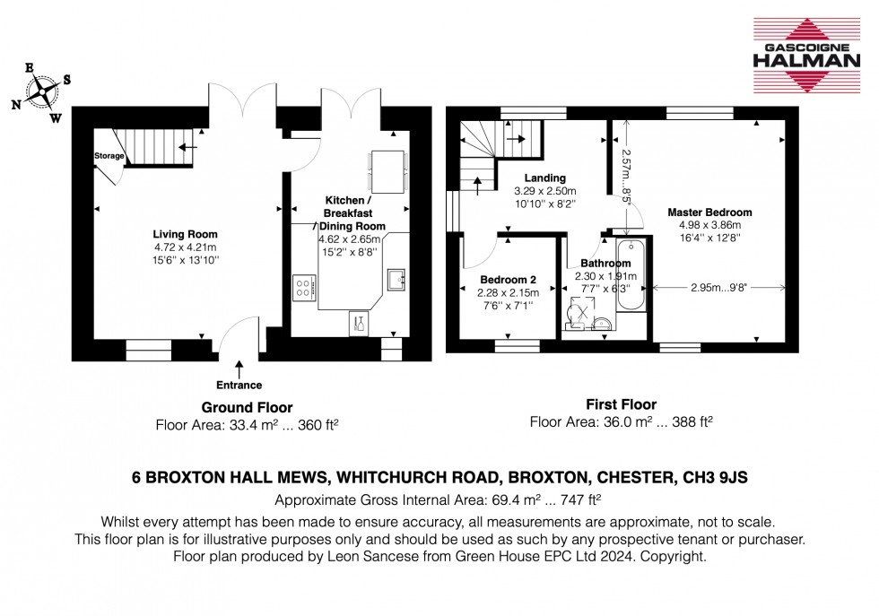 Floorplan for Broxton Hall Mews, Broxton