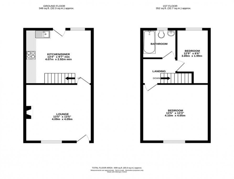 Floorplan for Bank Cottages, Hayfield, High Peak